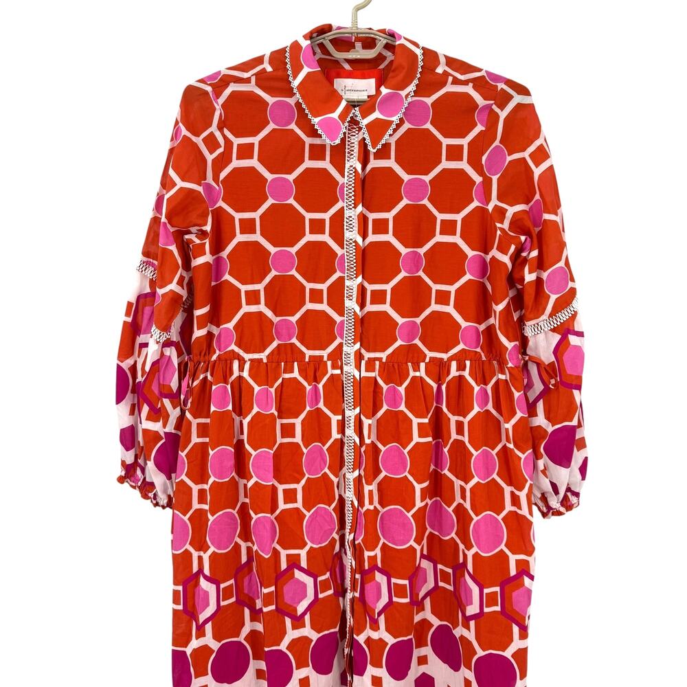 Anthropologie The Eleanora Long-Sleeve Maxi Shirt Cotton Silk Dress Size XL NEW - Picture 3 of 7